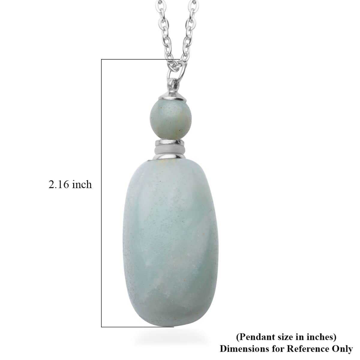 Amazonite 90.00 ctw Perfume Bottle Pendant Necklace 24 Inches in Silvertone image number 5
