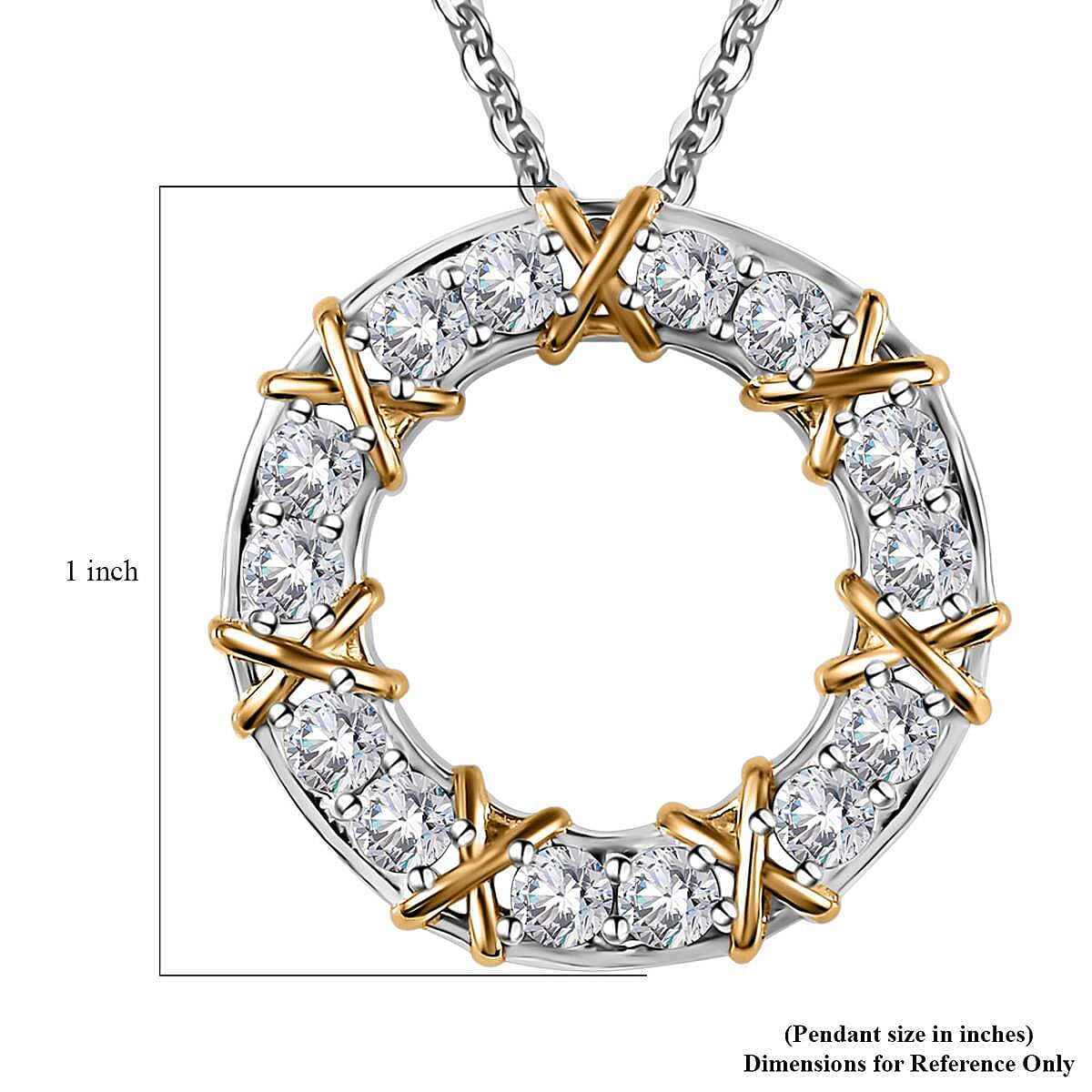 Moissanite Pendant Necklace 20 Inches in Vermeil YG and Platinum Over Sterling Silver 1.50 ctw image number 6