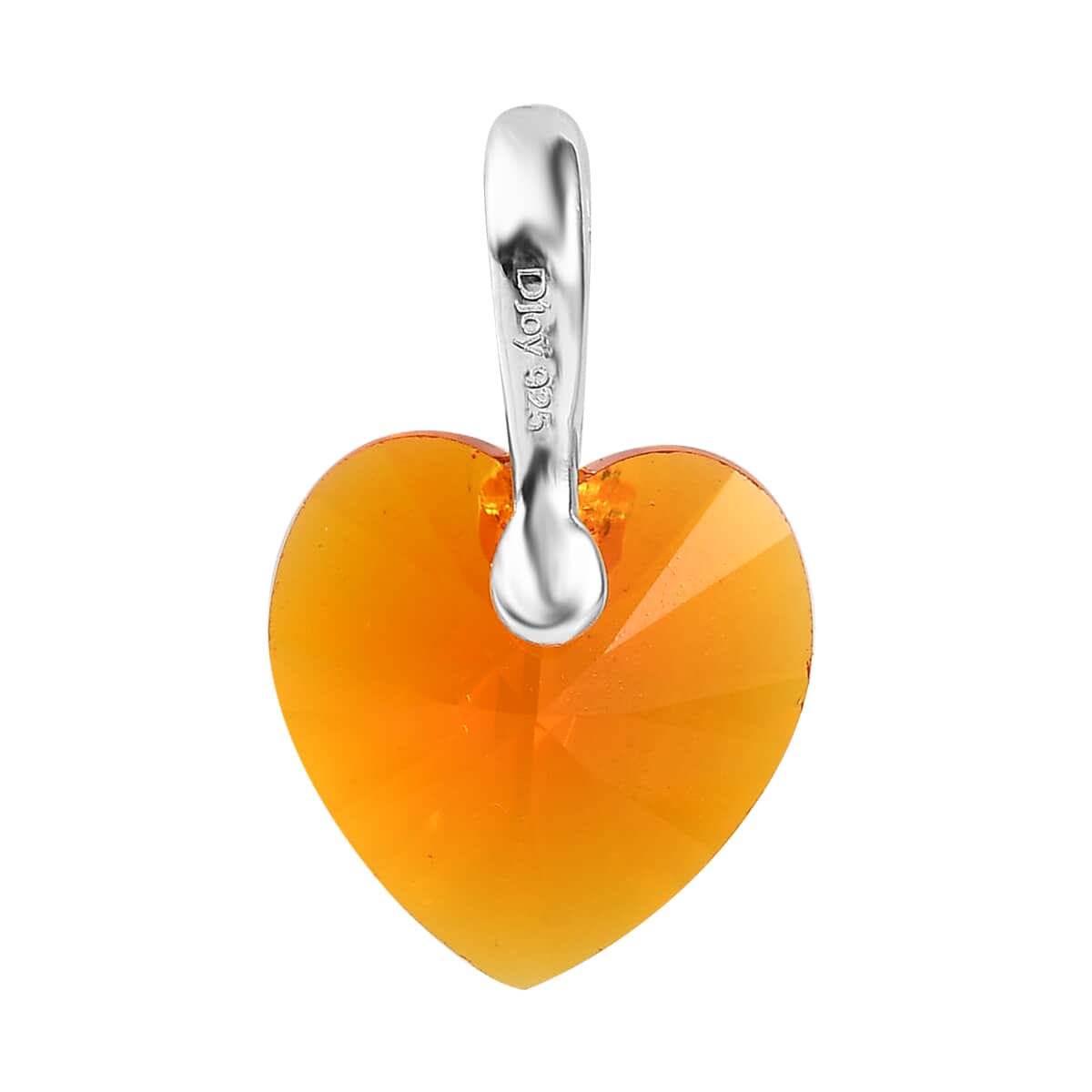 Tangerine Crystal Heart Pendant and Lever Back Earrings in Sterling Silver image number 4