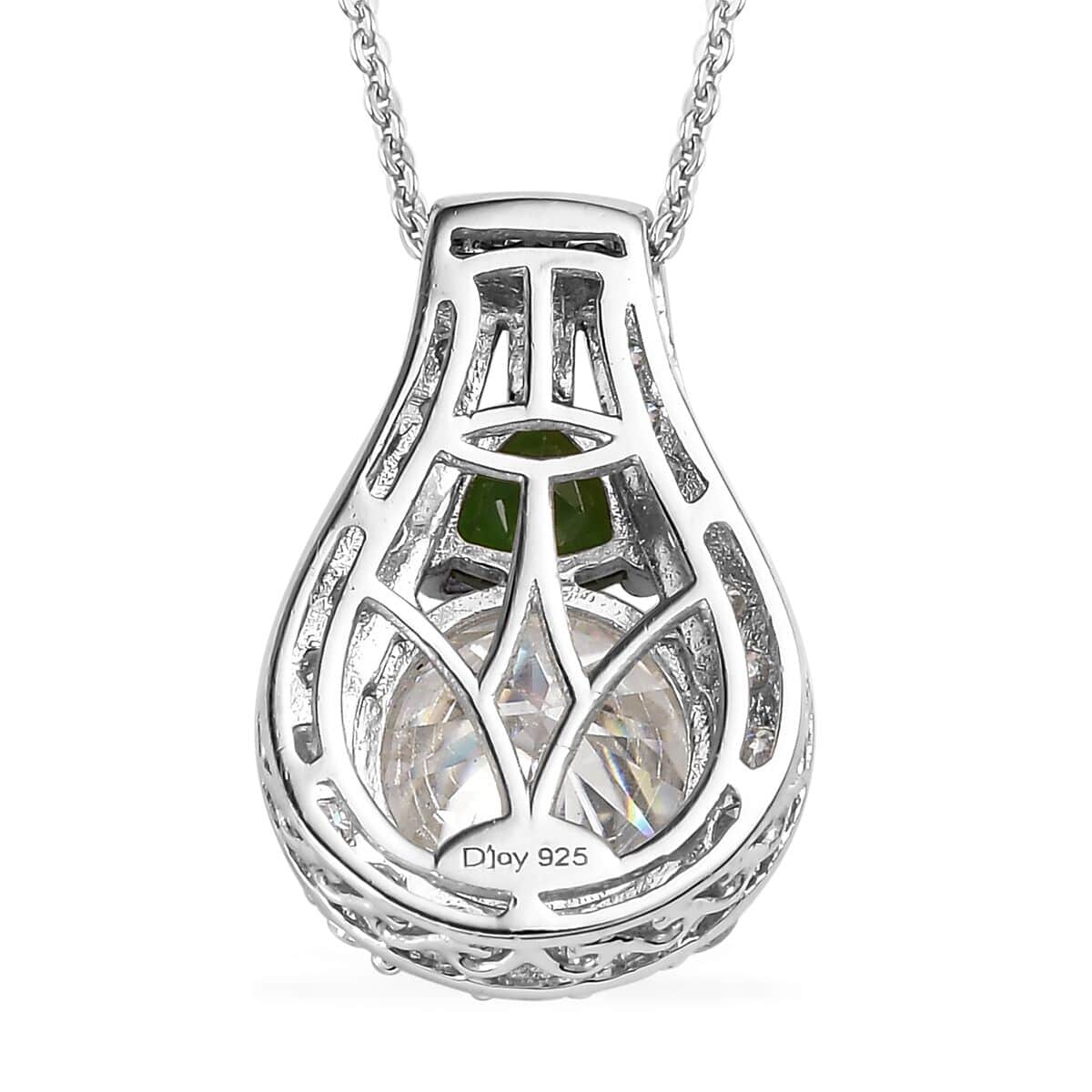 Moissanite and Chrome Diopside Pendant Necklace 20 Inches in Platinum Over Sterling Silver 3.75 ctw image number 4