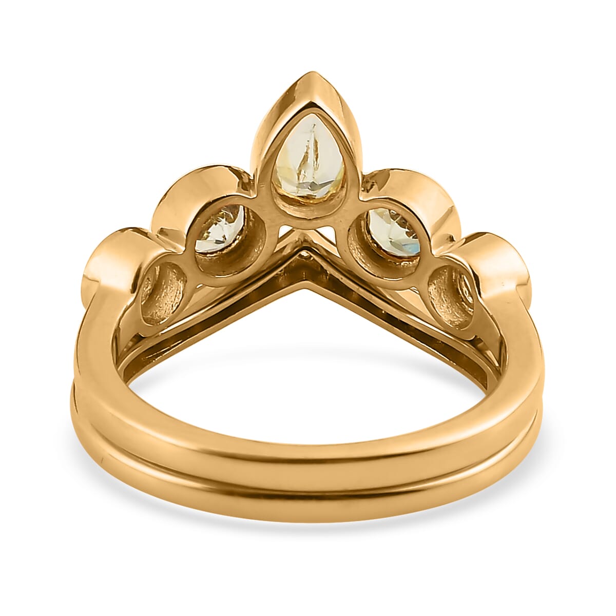 Natural Chrysoberyl and Moissanite Set of 2 Ring in Vermeil Yellow Gold Sterling Silver 1.15 ctw image number 5