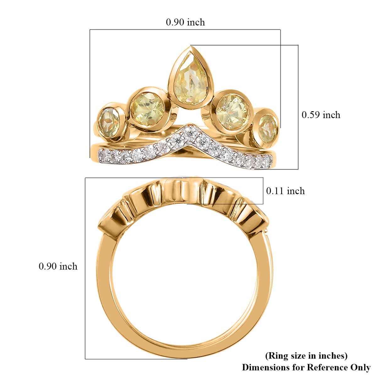 Natural Chrysoberyl and Moissanite Set of 2 Ring in Vermeil Yellow Gold Sterling Silver 1.15 ctw image number 6