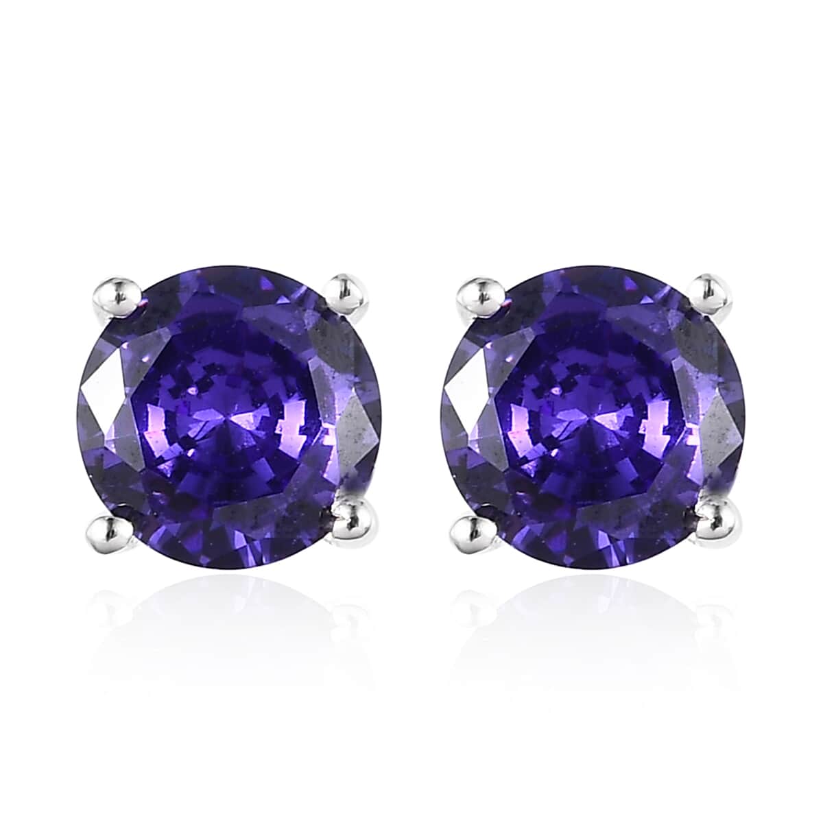 Simulated Purple Diamond Solitaire Stud Earrings and Pendant in Sterling Silver with Stainless Steel Necklace 20 Inches 6.15 ctw image number 6