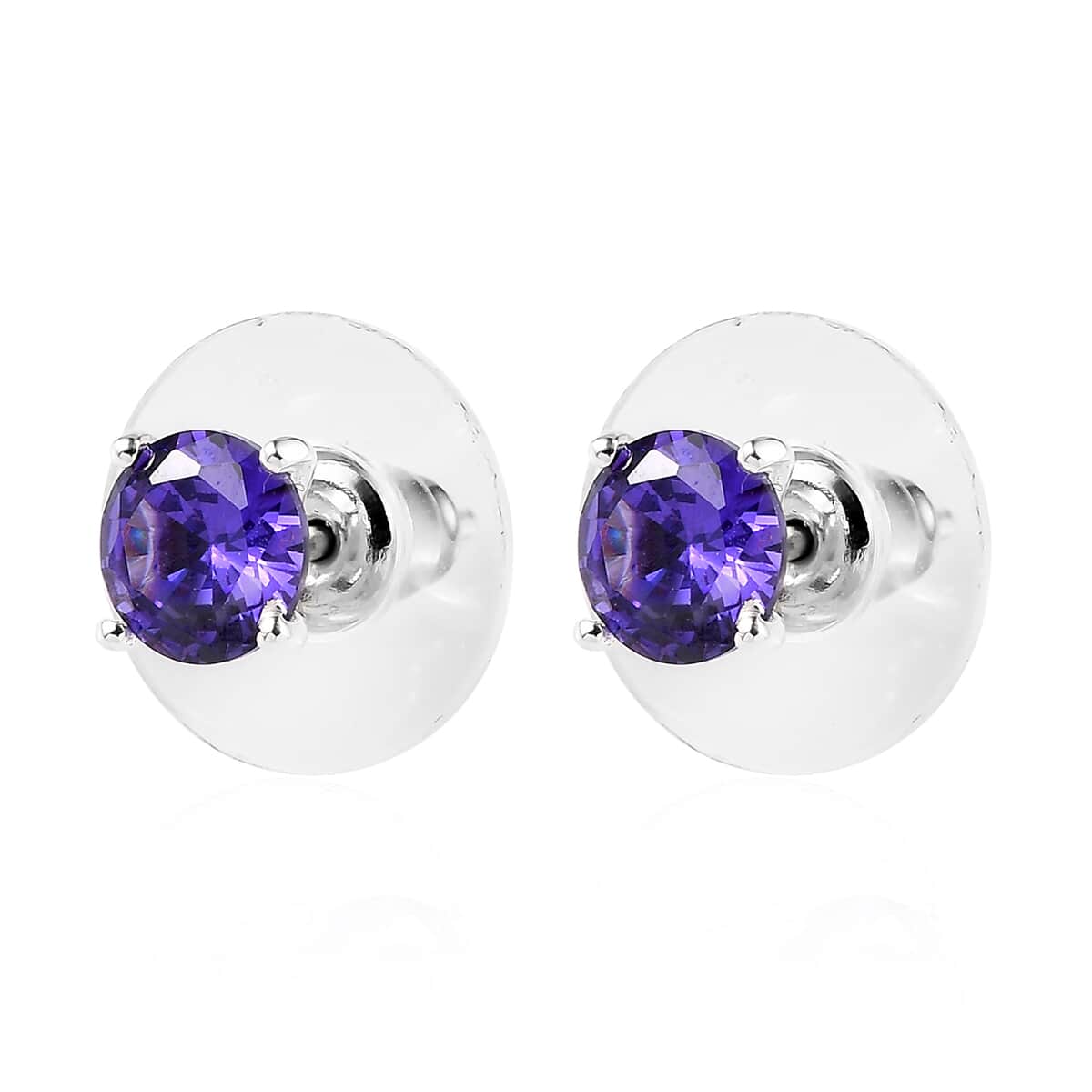 Simulated Purple Diamond Solitaire Stud Earrings and Pendant in Sterling Silver with Stainless Steel Necklace 20 Inches 6.15 ctw image number 7