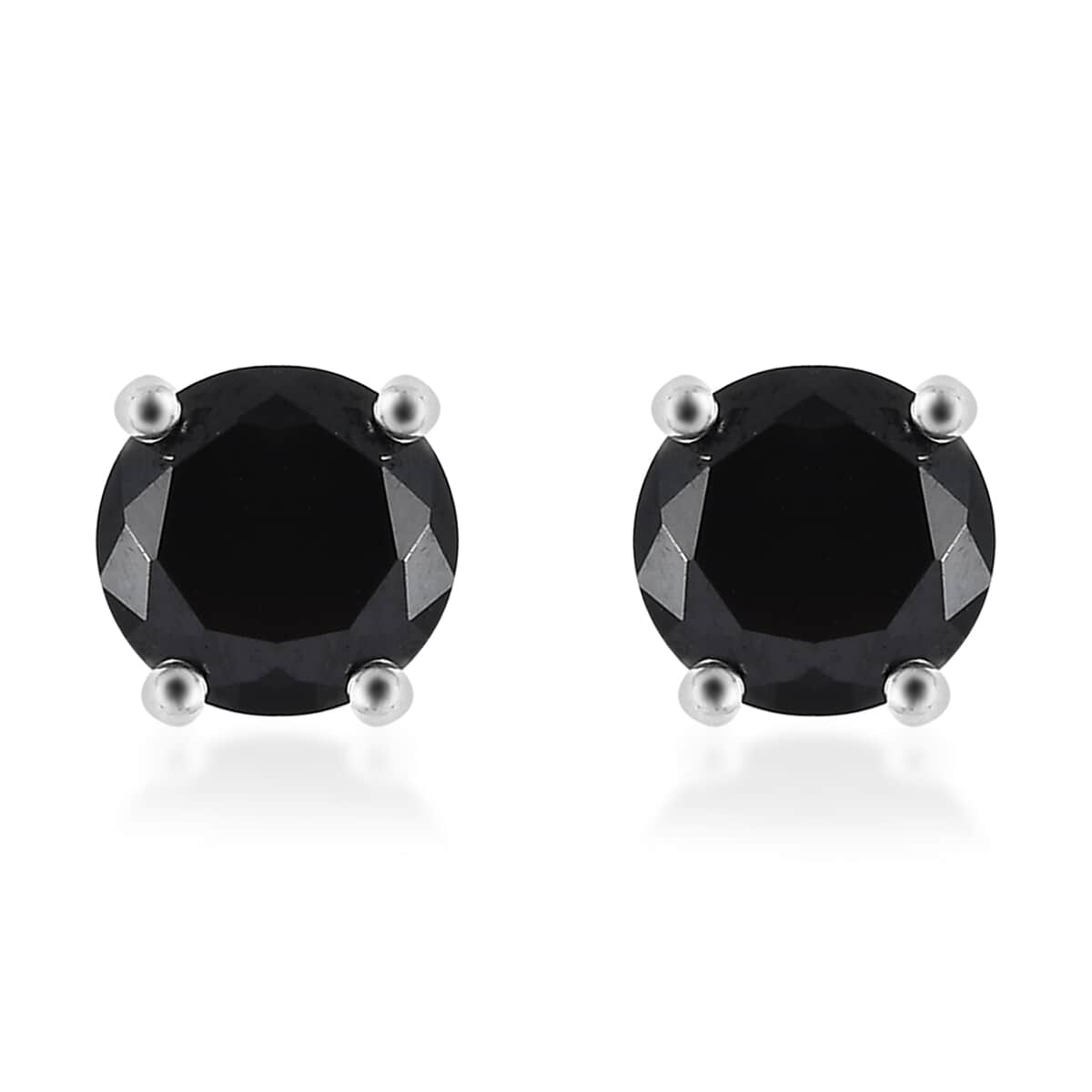 Simulated Black Diamond Solitaire Stud Earrings and Pendant in Sterling Silver with Stainless Steel Necklace 20 Inches image number 5