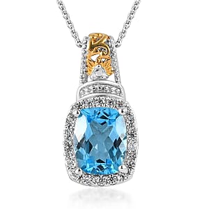 Marambaia Topaz and Multi Gemstone Pendant Necklace 20 Inches in Vermeil Yellow Gold and Platinum Over Sterling Silver 2.85 ctw