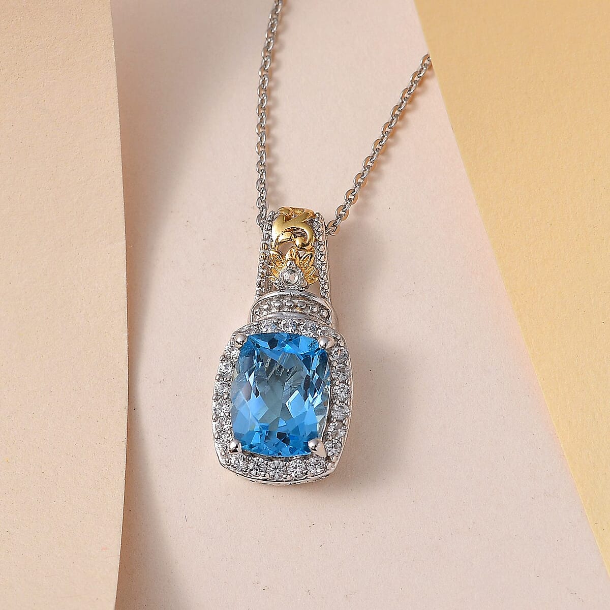 Marambaia Topaz and Multi Gemstone Pendant Necklace 20 Inches in Vermeil Yellow Gold and Platinum Over Sterling Silver 2.85 ctw image number 1