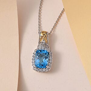 Marambaia Topaz and Multi Gemstone Pendant Necklace 20 Inches in Vermeil Yellow Gold and Platinum Over Sterling Silver 2.85 ctw