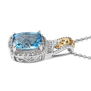 Marambaia Topaz and Multi Gemstone Pendant Necklace 20 Inches in Vermeil Yellow Gold and Platinum Over Sterling Silver 2.85 ctw