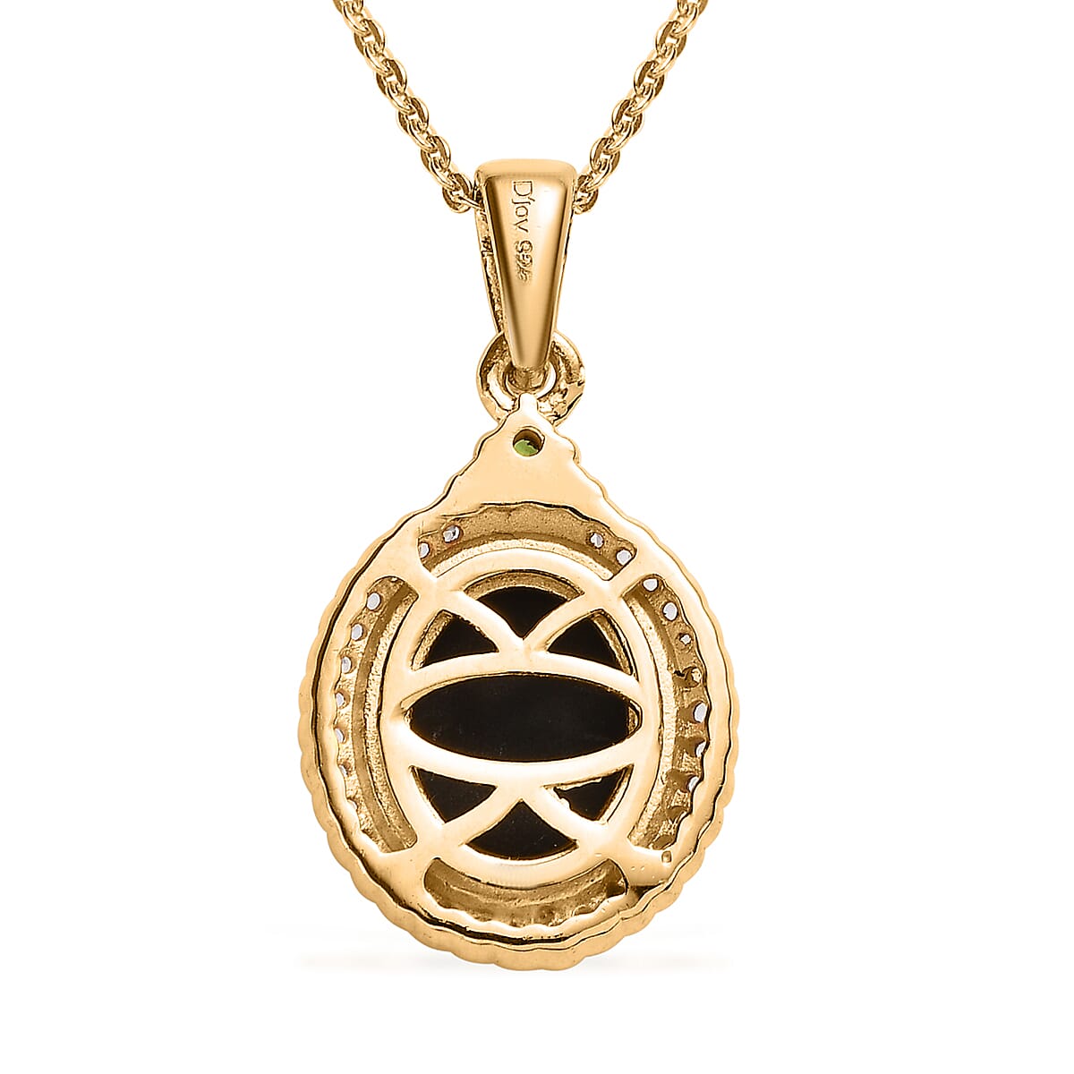 Canadian Ammolite and Multi Gemstone Halo Pendant Necklace 20 Inches in Vermeil YG Over Sterling Silver 0.50 ctw image number 4