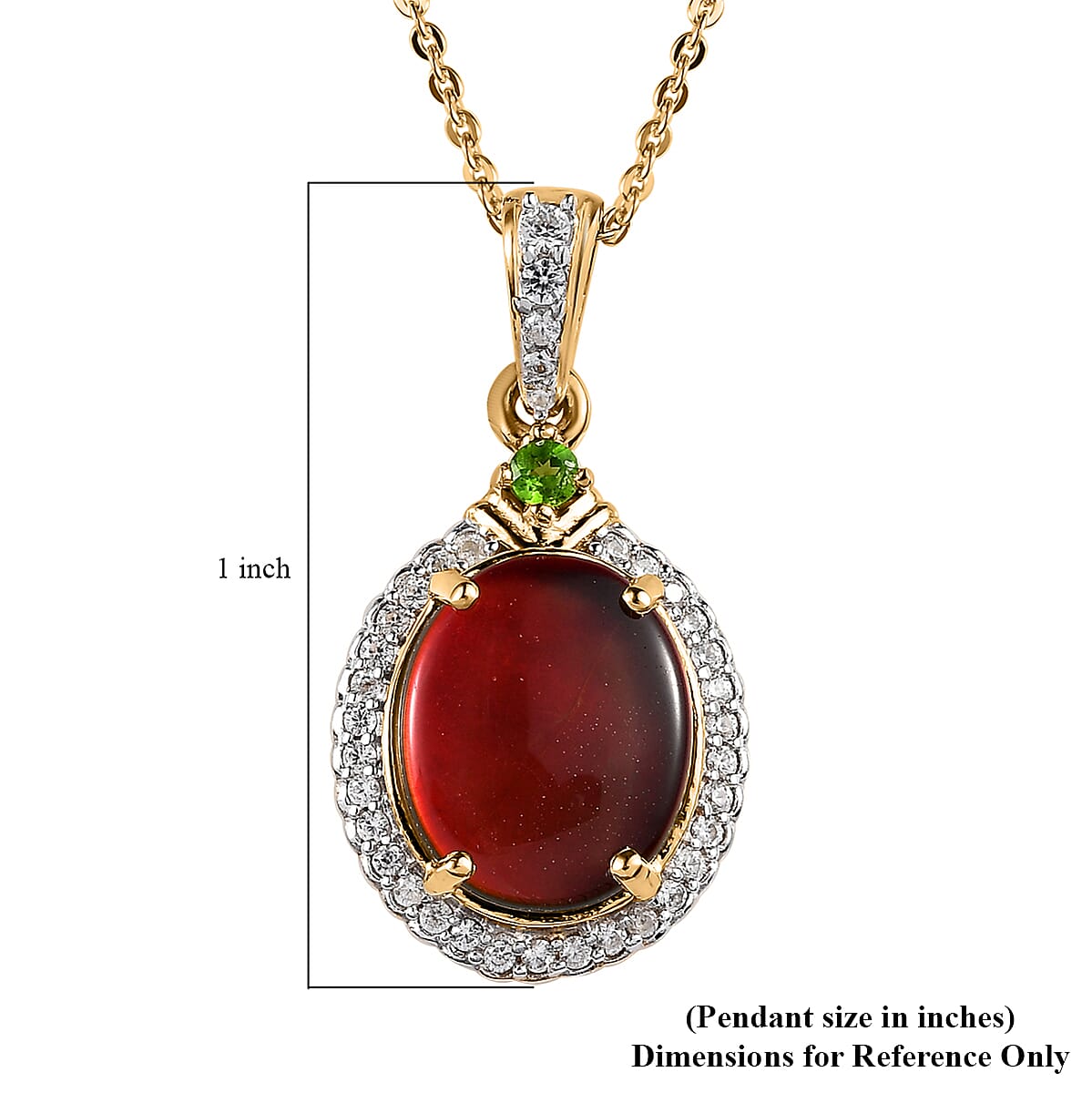 Canadian Ammolite and Multi Gemstone Halo Pendant Necklace 20 Inches in Vermeil YG Over Sterling Silver 0.50 ctw image number 6