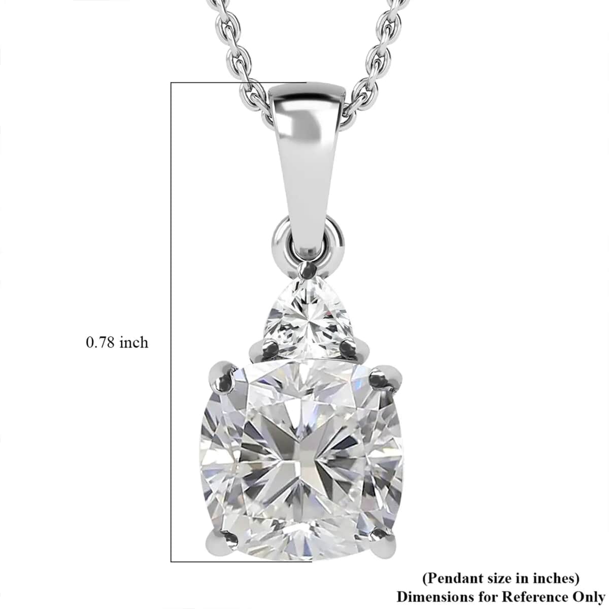 Moissanite 2.50 ctw Pendant Necklace,  20 Inch Pendant Necklace, Platinum Over Sterling Silver Pendant Necklace, Moissanite Jewelry, Gift For Her image number 6