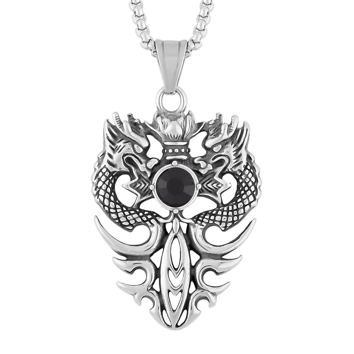 Eagle Men's Pendant Necklace 23.5 Inches in Black Oxidized Stainless Steel image number 0