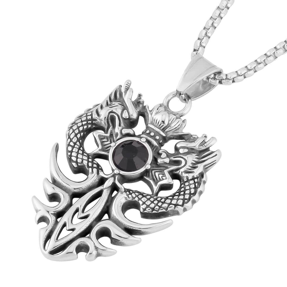 Eagle Men's Pendant Necklace 23.5 Inches in Black Oxidized Stainless Steel image number 2