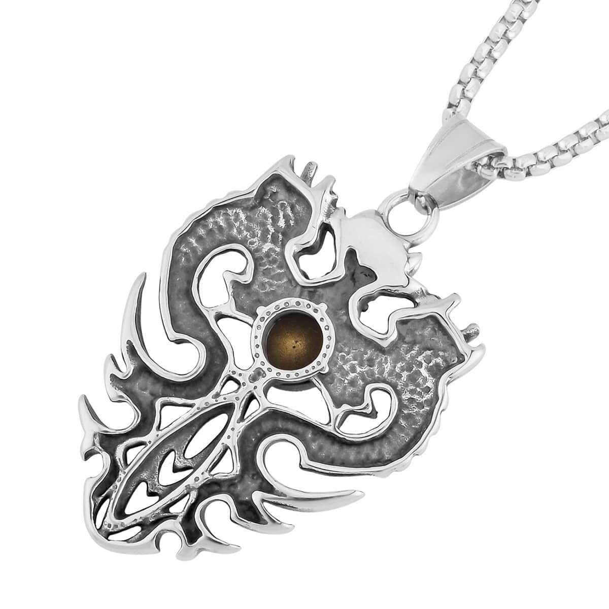 Eagle Men's Pendant Necklace 23.5 Inches in Black Oxidized Stainless Steel image number 3