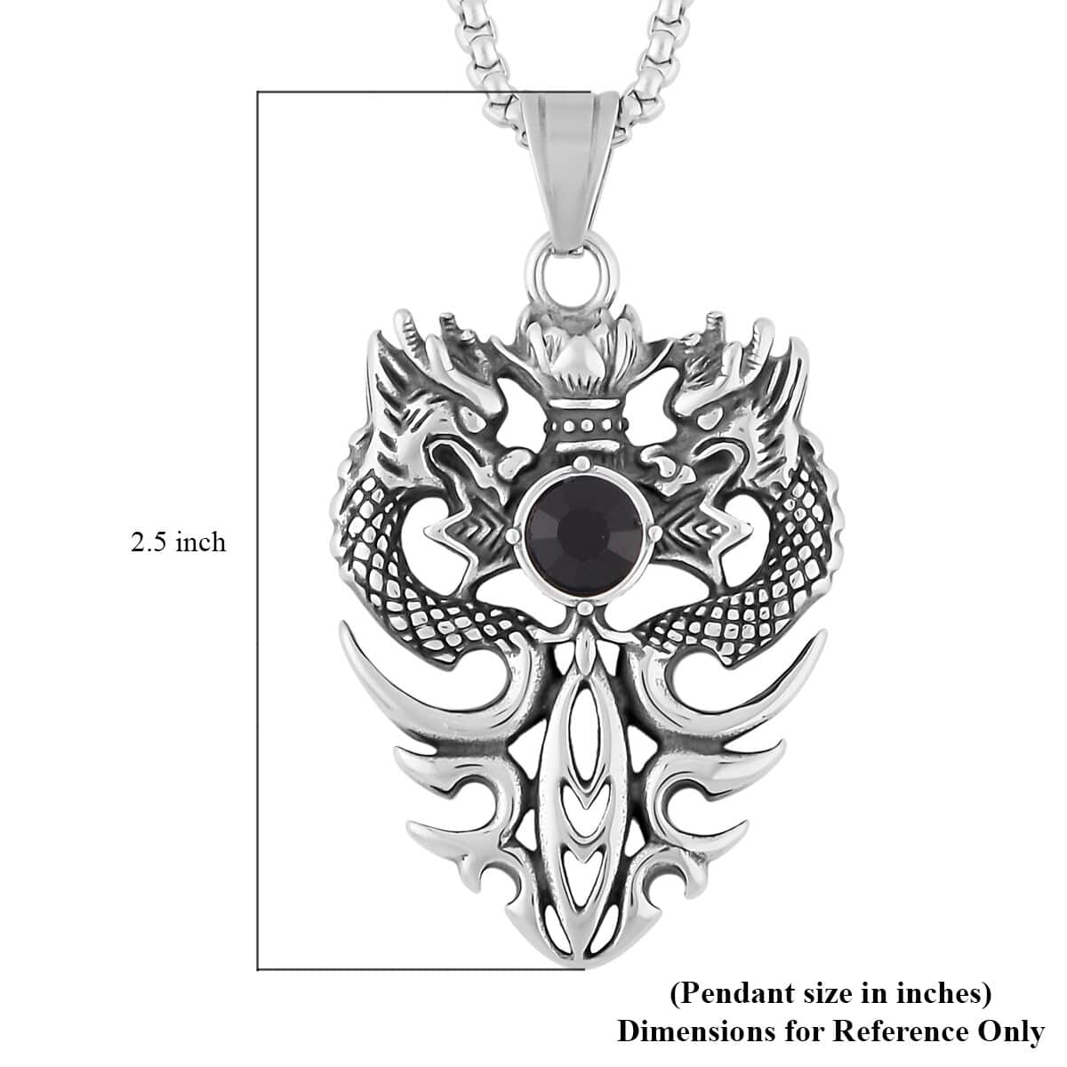 Eagle Men's Pendant Necklace 23.5 Inches in Black Oxidized Stainless Steel image number 4