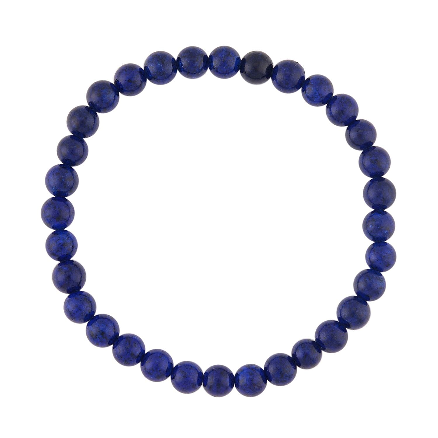 Lapis Lazuli Men's Beaded Stretch Bracelet with Lion Embossed Ring (Size 9.0) in ION Plated YG Stainless Steel 65.00 ctw | Tarnish-Free, Waterproof, Sweat Proof Jewelry