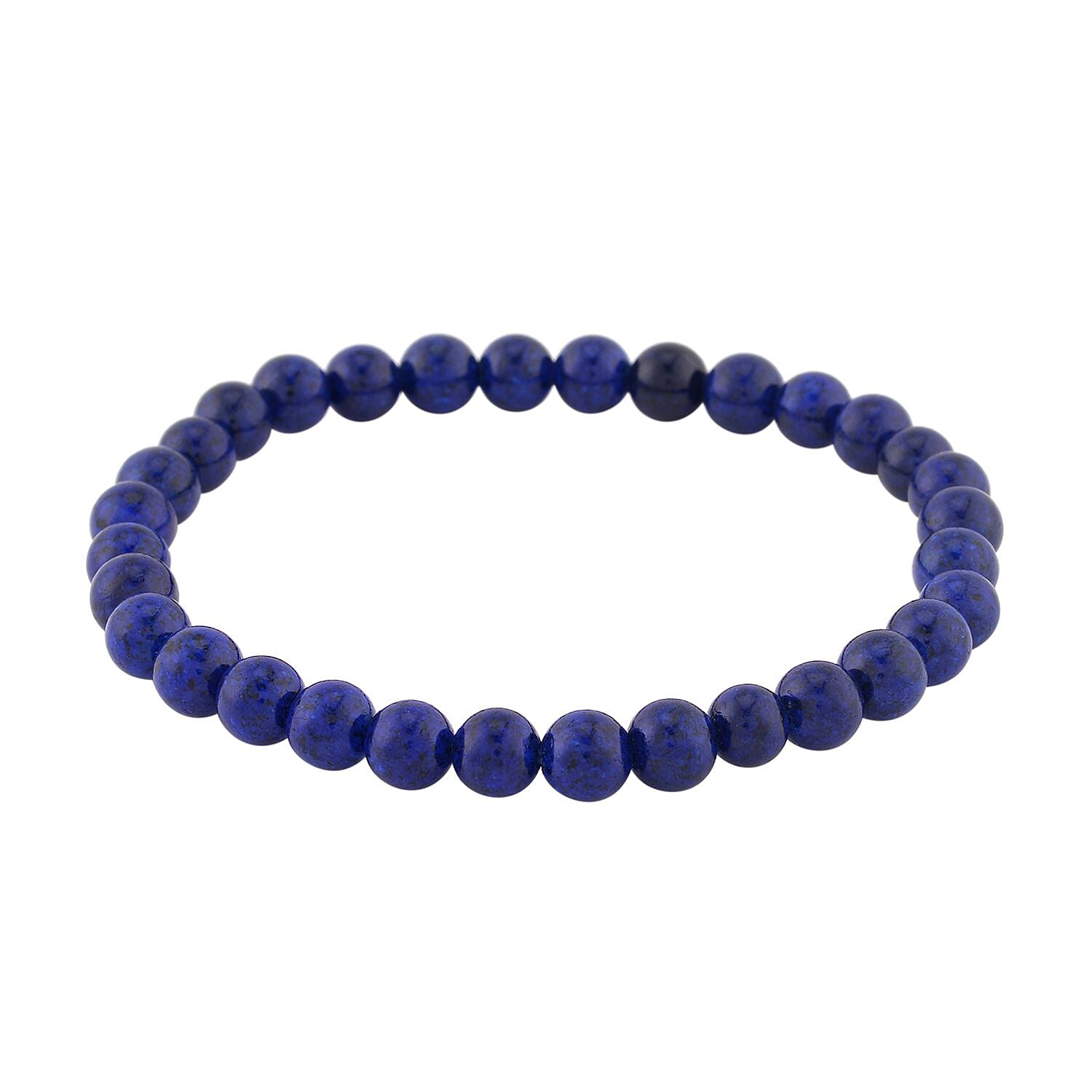 Lapis Lazuli Men's Beaded Stretch Bracelet with Lion Embossed Ring (Size 9.0) in ION Plated YG Stainless Steel 65.00 ctw | Tarnish-Free, Waterproof, Sweat Proof Jewelry