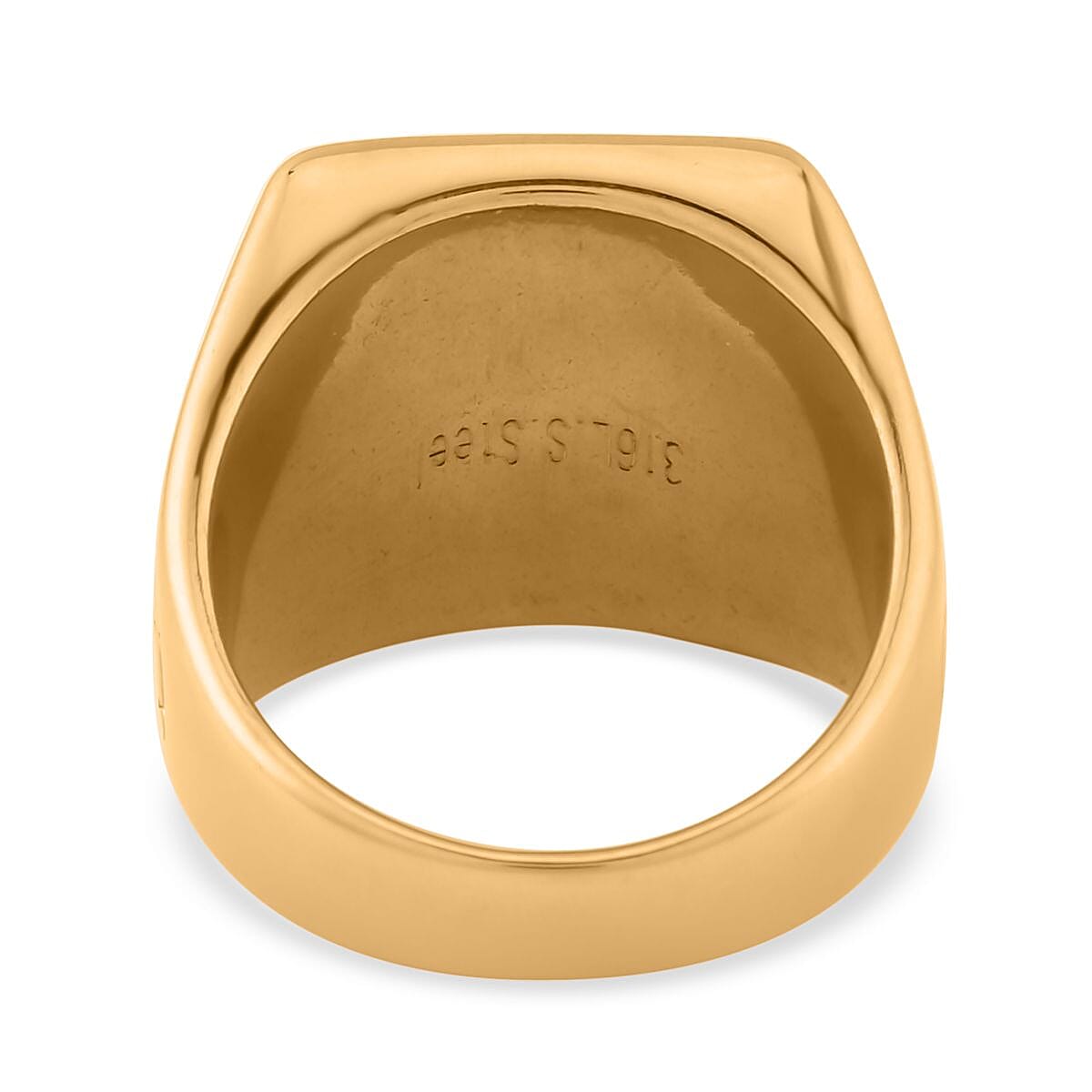 Lapis Lazuli Men's Beaded Stretch Bracelet with Lion Embossed Ring (Size 12.0) in ION Plated YG Stainless Steel 65.00 ctw | Tarnish-Free, Waterproof, Sweat Proof Jewelry image number 3