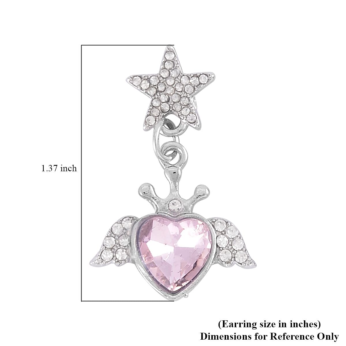 Pink Glass, White & Black Austrian Crystal Bracelet (6.5-7.5In) and Earrings in Silvertone & Stainless Steel , Tarnish-Free, Waterproof, Sweat Proof Jewelry