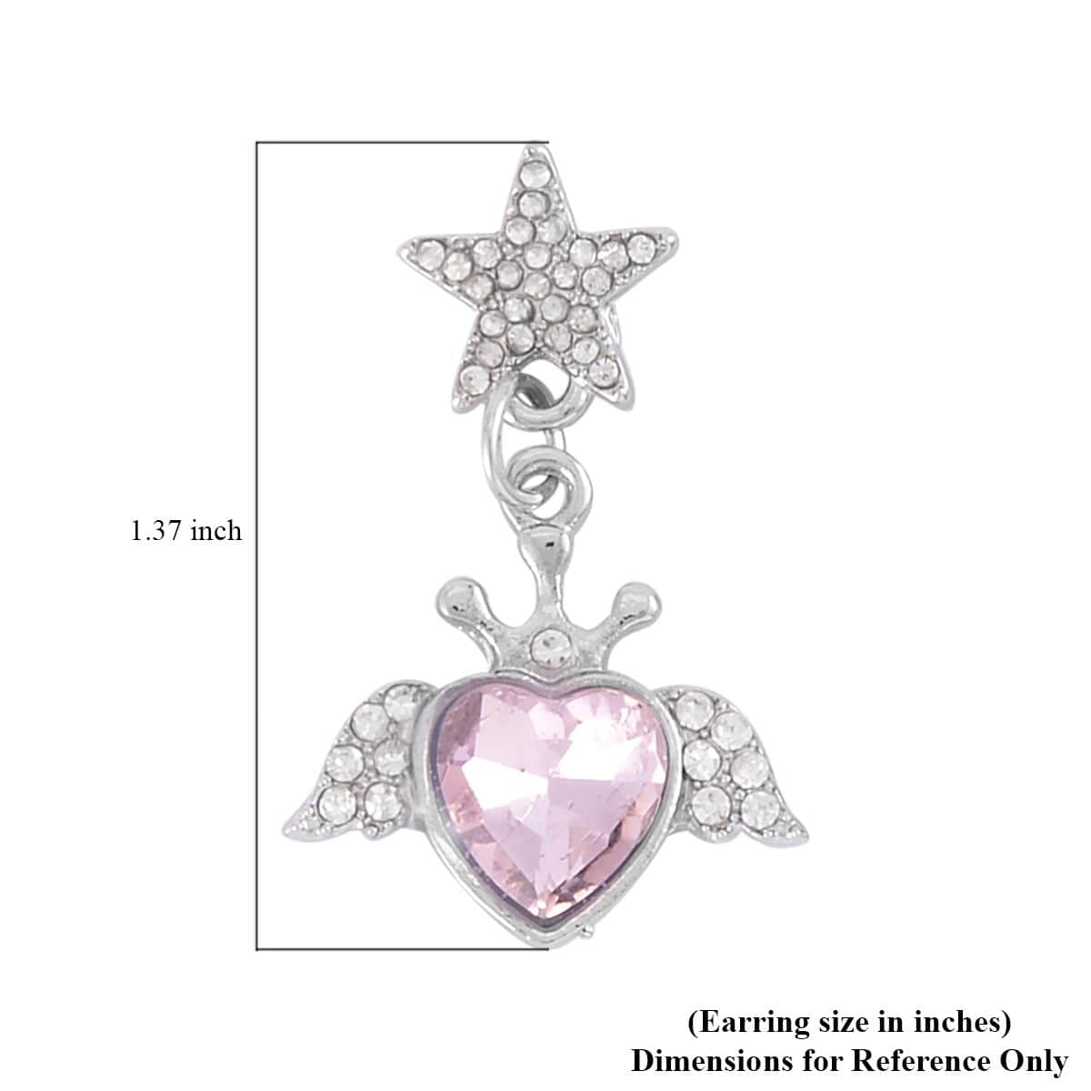 Pink Glass, White & Black Austrian Crystal Bracelet (6.5-7.5In) and Earrings in Silvertone & Stainless Steel , Tarnish-Free, Waterproof, Sweat Proof Jewelry image number 6