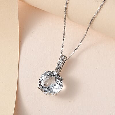 White Topaz Pendant Necklace 20 Inches in Platinum Over Sterling Silver 5.65 ctw