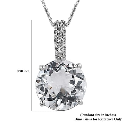 White Topaz Pendant Necklace 20 Inches in Platinum Over Sterling Silver 5.65 ctw