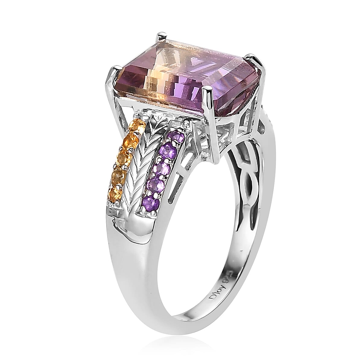 AAA Anahi Ametrine, Multi Gemstone Ring (Size 6.0) and Pendant Necklace (20 Inches) in Vermeil YG and Platinum Over Sterling Silver 10.00 ctw image number 3