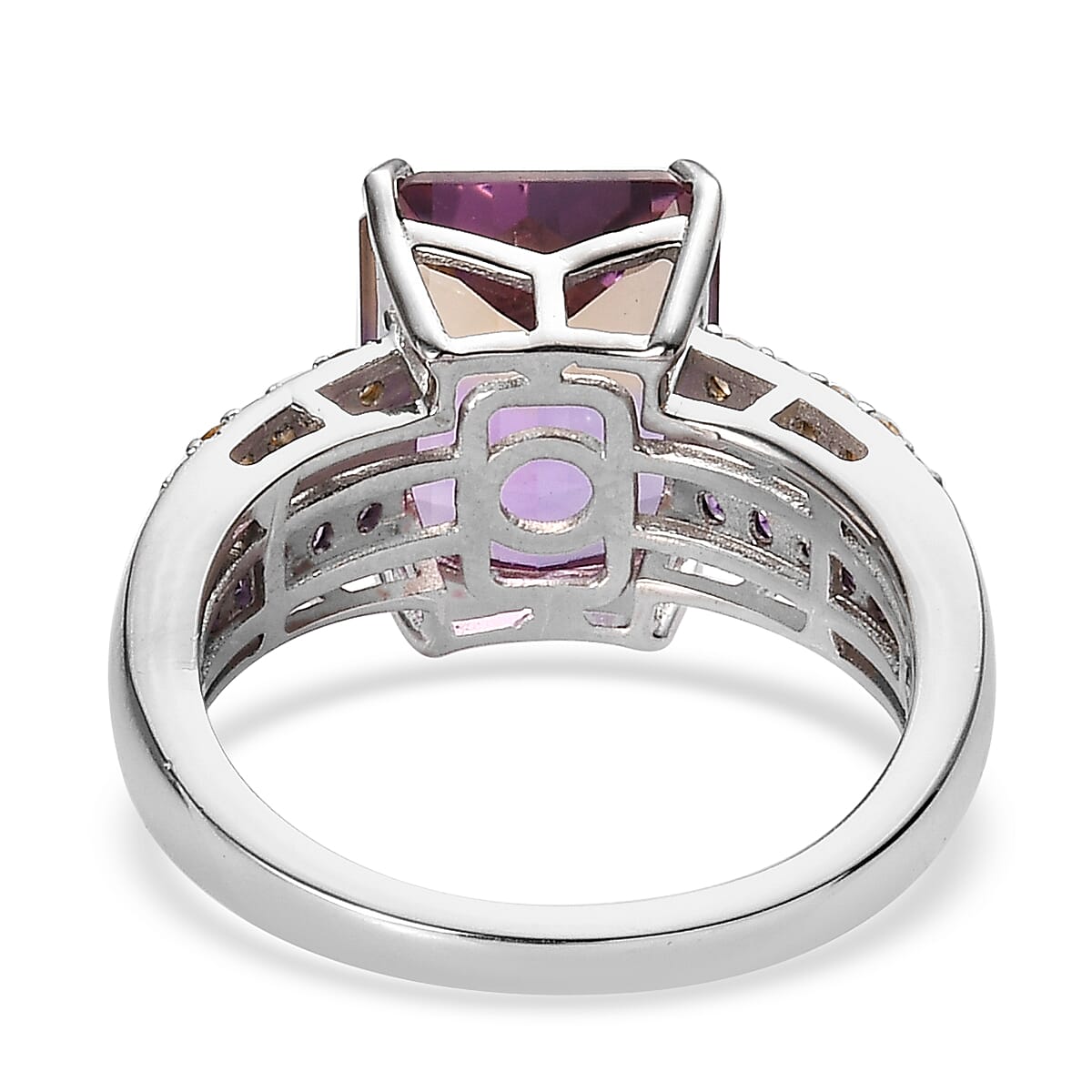AAA Anahi Ametrine and Multi Gemstone Ring (Size 6.0) and Pendant Necklace 20 Inches in Vermeil Yellow Gold and Platinum Over Sterling Silver 10.00 ctw