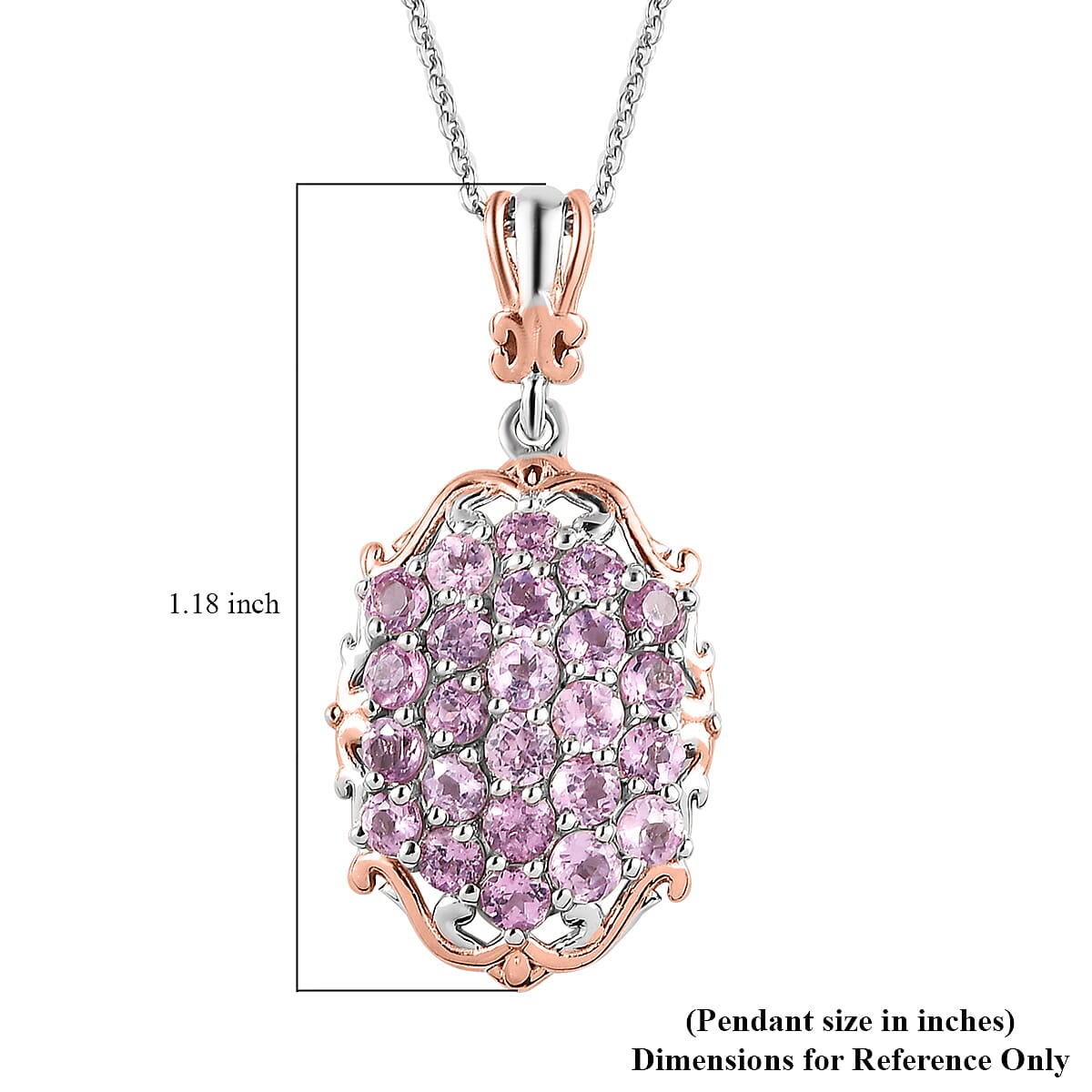 Narsipatnam Purple Spinel Pendant Necklace 20 Inches in Vermeil RG and Platinum Over Sterling Silver 1.50 ctw