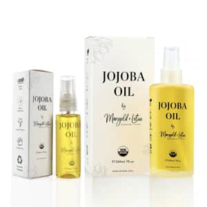 Marigold & Lotus Cold Pressed Natural Jojoba Oil 7 oz with Free Travel Size Cold Pressed Jojoba Oil, Unrefined Organic Jojoba Oil, Jojoba Oil for Hair and Skin (Delivery In 10-15 Days)