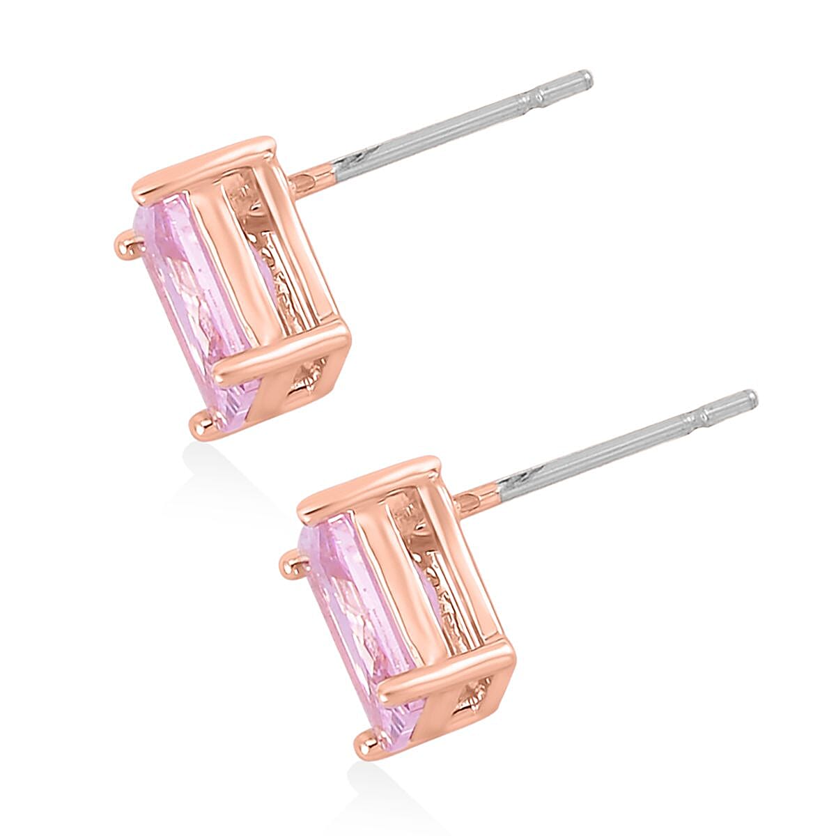 Pink Austrian Crystal Tennis Bracelet (7.25In), Stud Earrings and Pendant Necklace 20 Inches in Rosetone image number 7