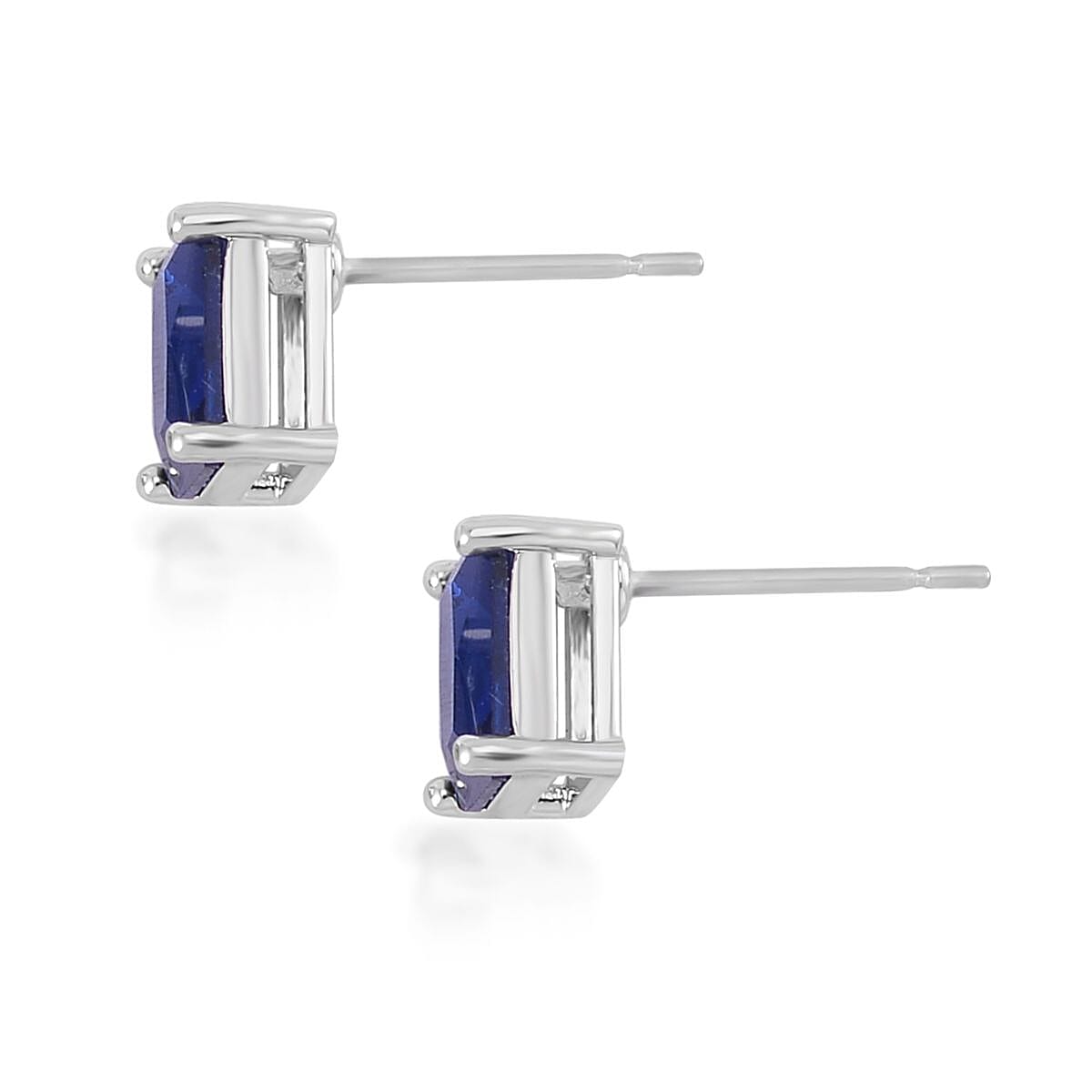 Blue Austrian Crystal Tennis Bracelet (7.25In), Stud Earrings and Pendant Necklace 20 Inches in Silvertone image number 7