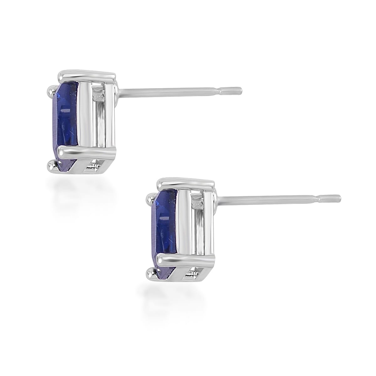 Blue Austrian Crystal Tennis Bracelet (8.0In), Stud Earrings and Pendant Necklace 20 Inches in Silvertone image number 7