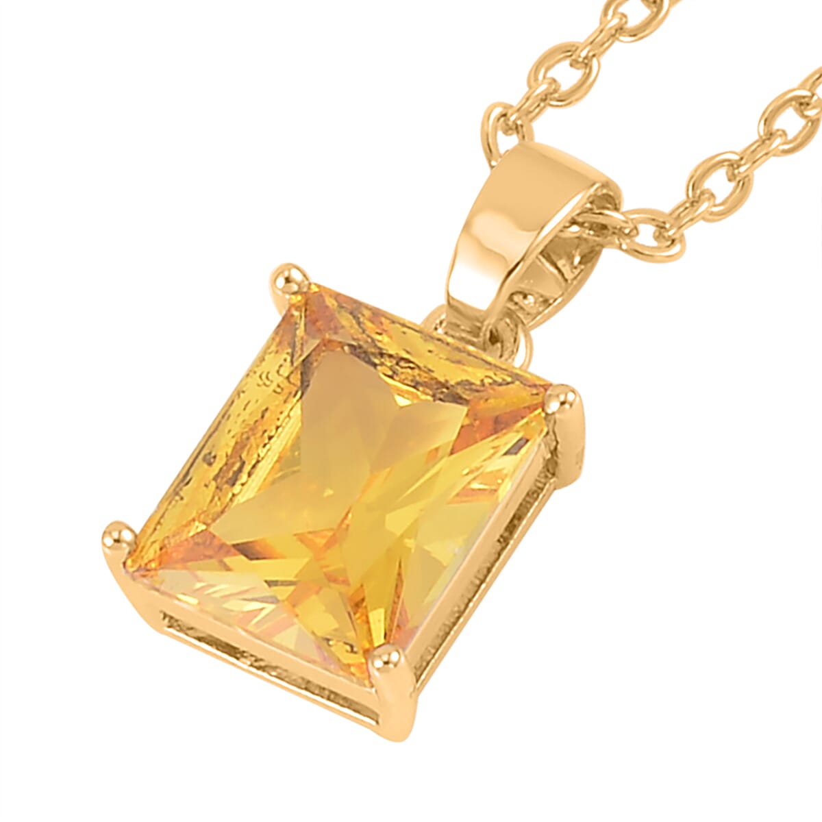 Yellow Austrian Crystal Tennis Bracelet (6.50In), Stud Earrings and Pendant Necklace 20 Inches in Goldtone image number 5