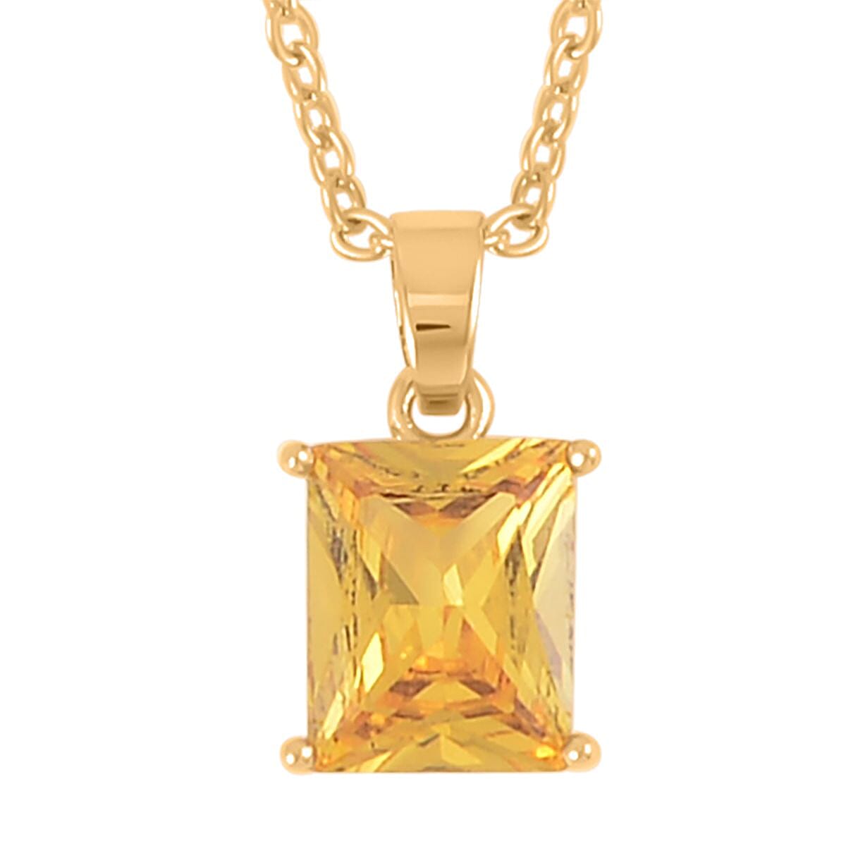 Yellow Austrian Crystal Tennis Bracelet (8.0In), Stud Earrings and Pendant Necklace 20 Inches in Goldtone image number 4