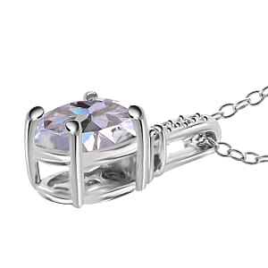 Concave Cut Moissanite Pendant Necklace 18 Inches in Platinum Over Sterling Silver 2.40 ctw