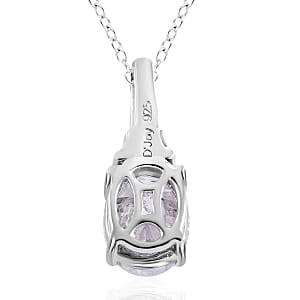 Concave Cut Moissanite Pendant Necklace 18 Inches in Platinum Over Sterling Silver 2.40 ctw