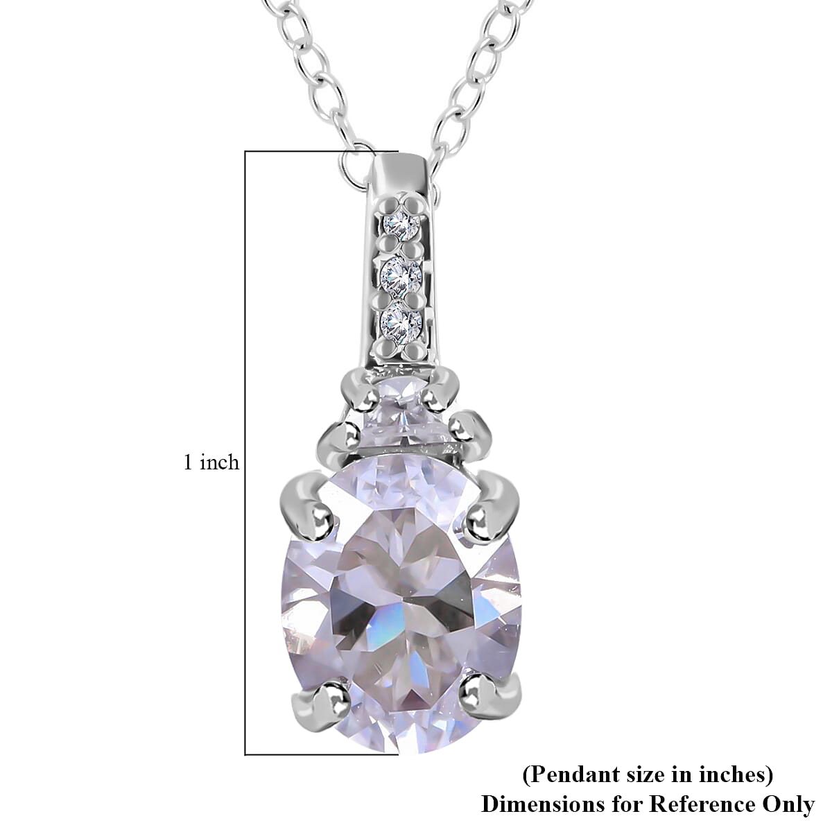 Concave Cut Moissanite Pendant Necklace 18 Inches in Platinum Over Sterling Silver 2.40 ctw