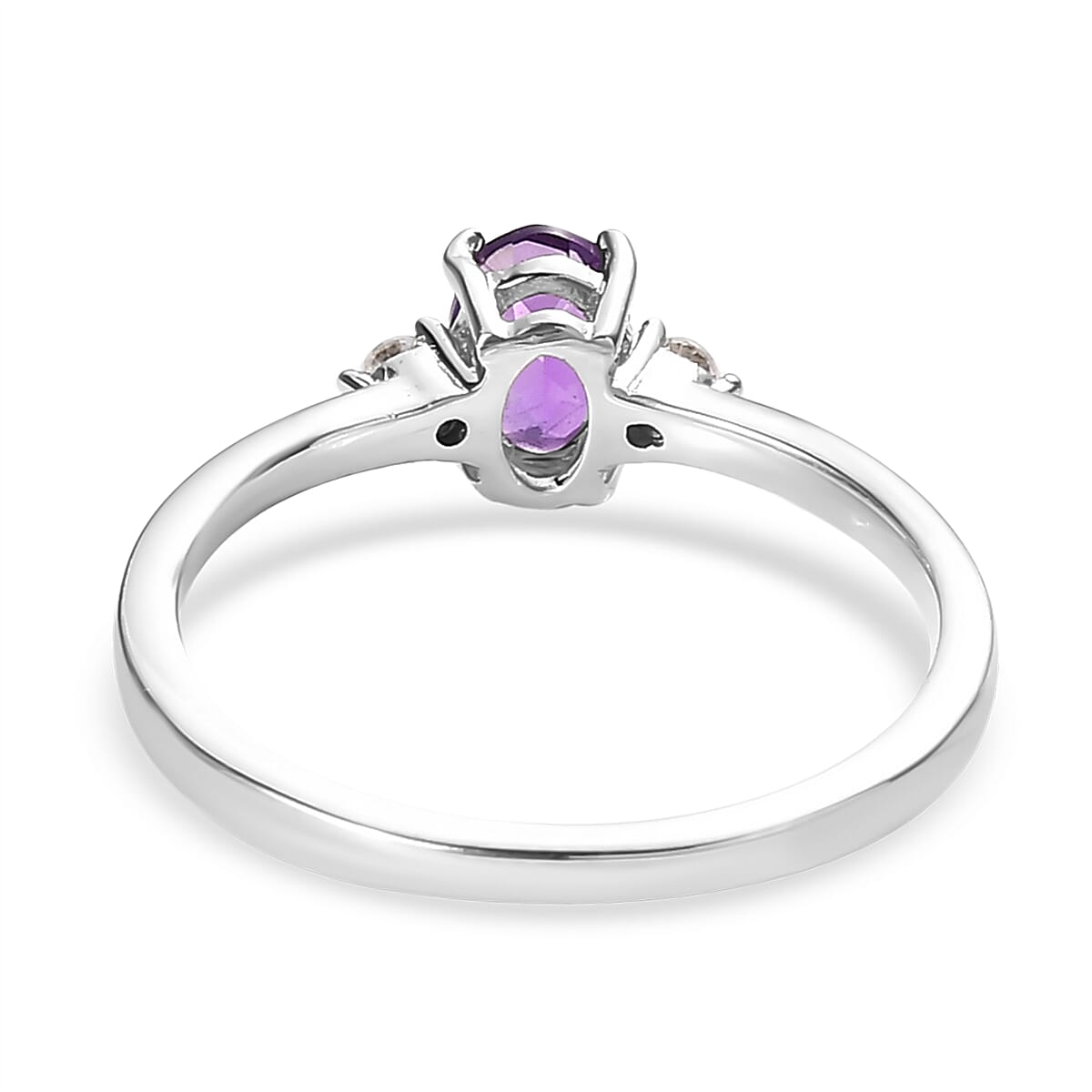 Moroccan Amethyst and Moissanite Ring (Size 5) and Pendant in Platinum Over Sterling Silver 0.90 ctw