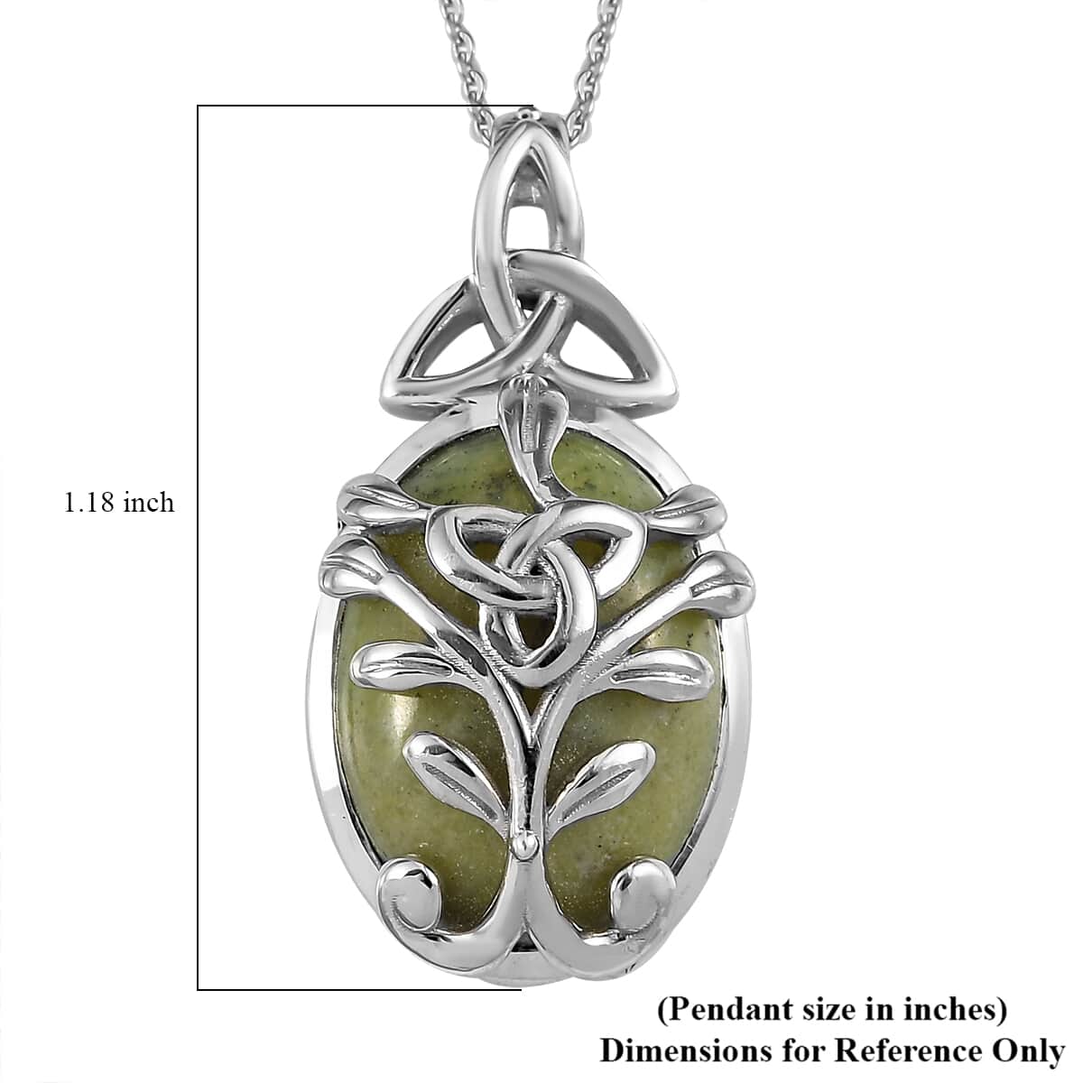 Connemara Marble Trinity Knot Pendant Necklace 20 Inches in Platinum Over Sterling Silver 11.90 ctw image number 5