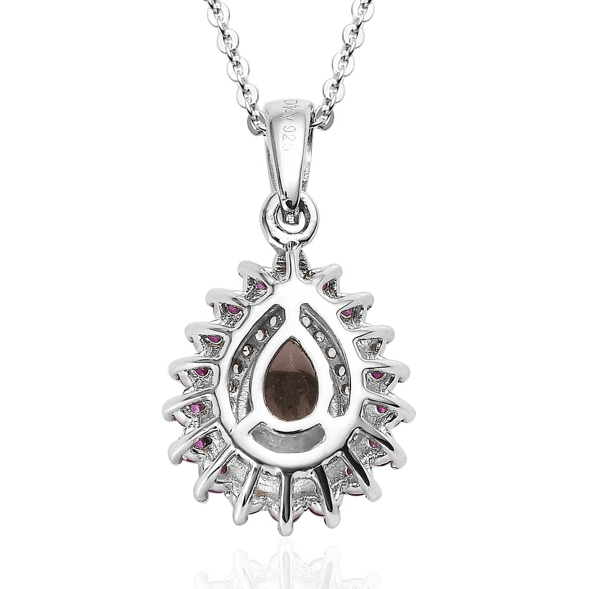 Premium Marropino Morganite and Multi Gemstone Sunburst Pendant Necklace 20 Inches in Vermeil Rose Gold and Platinum Over Sterling Silver 1.25 ctw