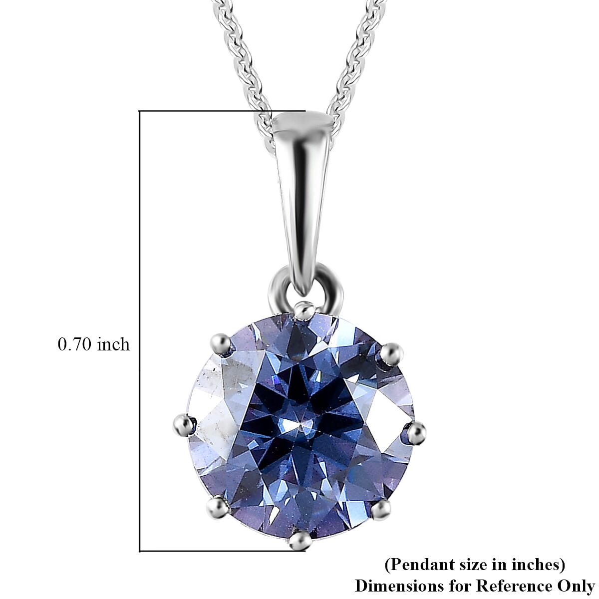Blue and White Moissanite Pendant Neckalce 20 Inches in Platinum Over Sterling Silver 2.60 ctw image number 6
