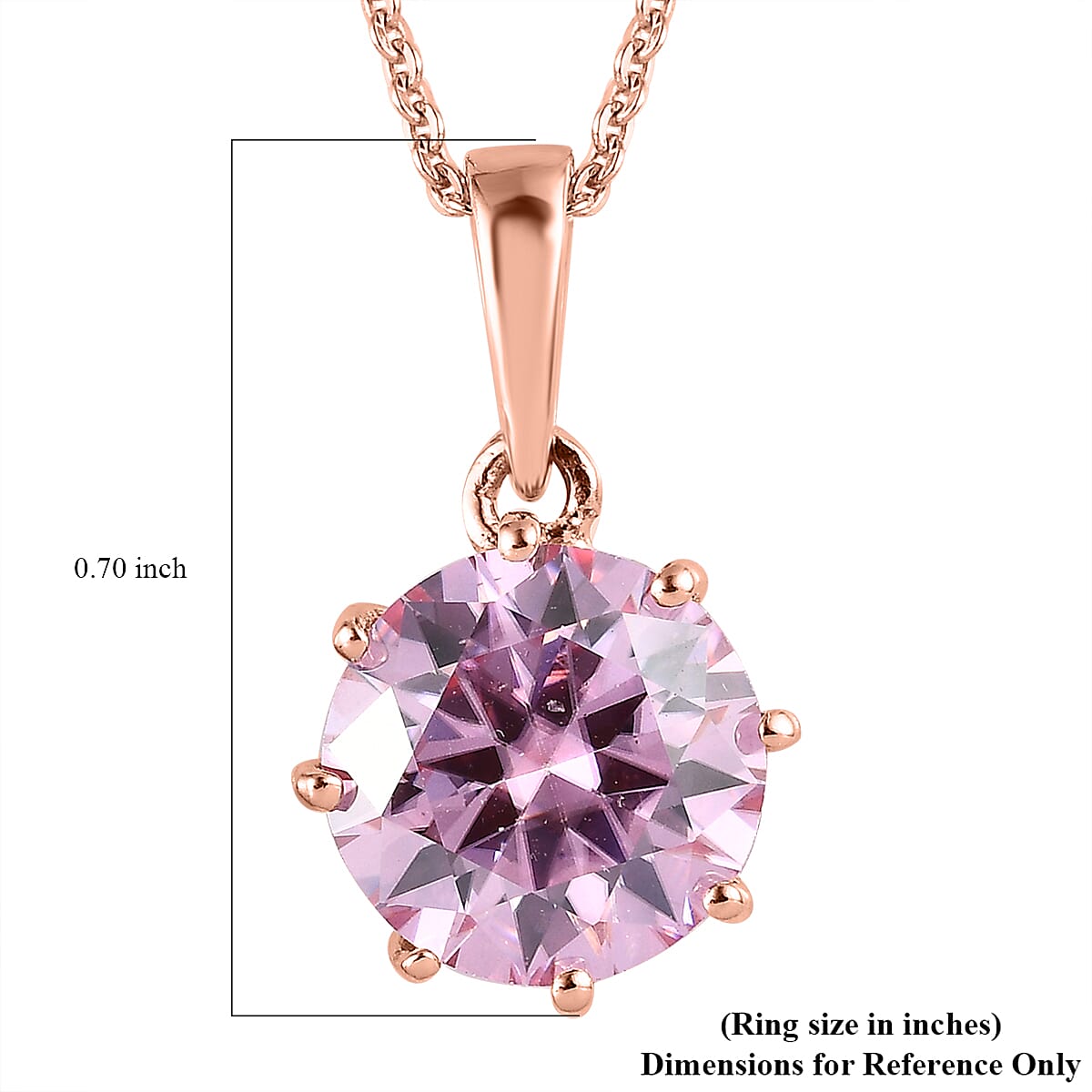 Pink and White Moissanite Pendant Necklace 20 Inches in Vermeil Rose Gold Over Sterling Silver 2.60 ctw