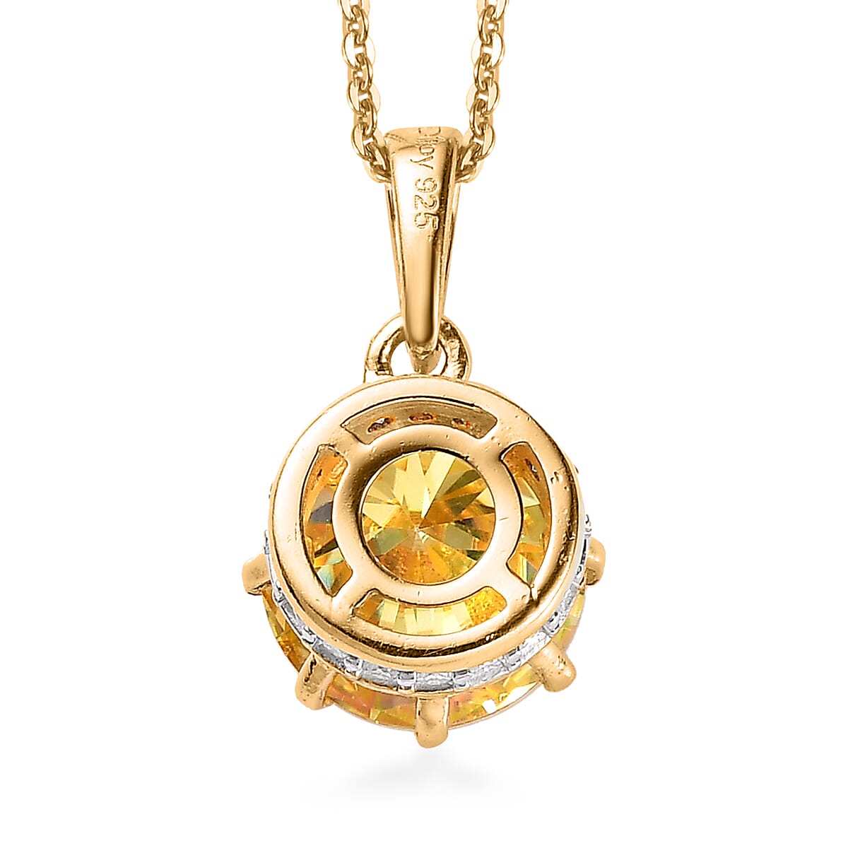 Yellow and White Moissanite Pendant Necklace 20 Inches in Vermeil Yellow Gold Over Sterling Silver 2.60 ctw image number 4
