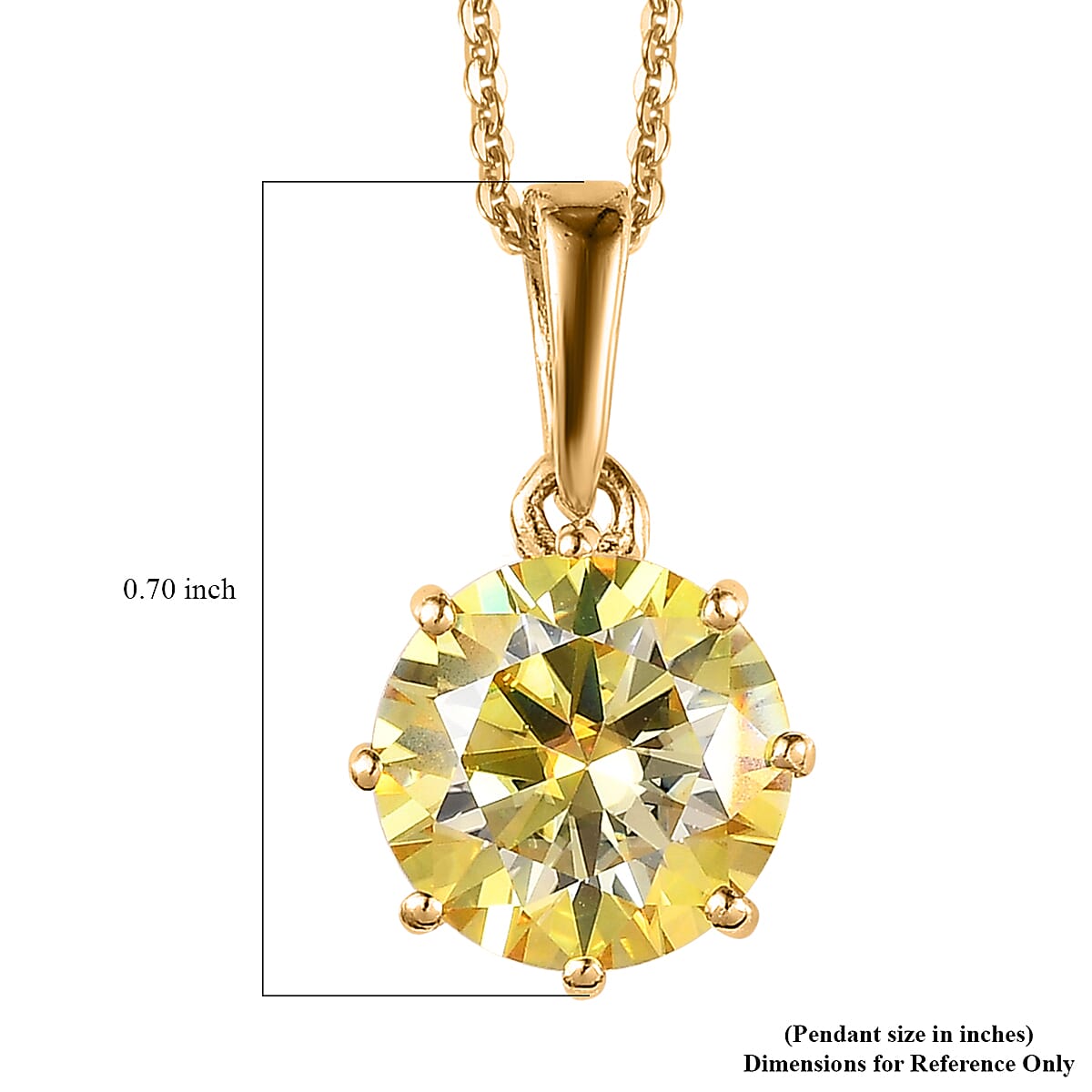 Yellow and White Moissanite Pendant Necklace 20 Inches in Vermeil Yellow Gold Over Sterling Silver 2.60 ctw image number 5