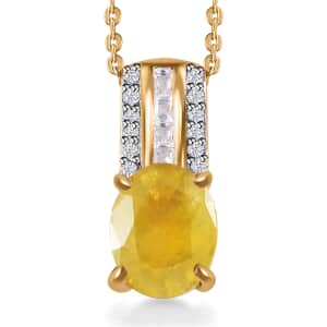 Yellow Sapphire (FF), White Topaz Pendant Necklace (20 Inches) in Vermeil YG Over Sterling Silver