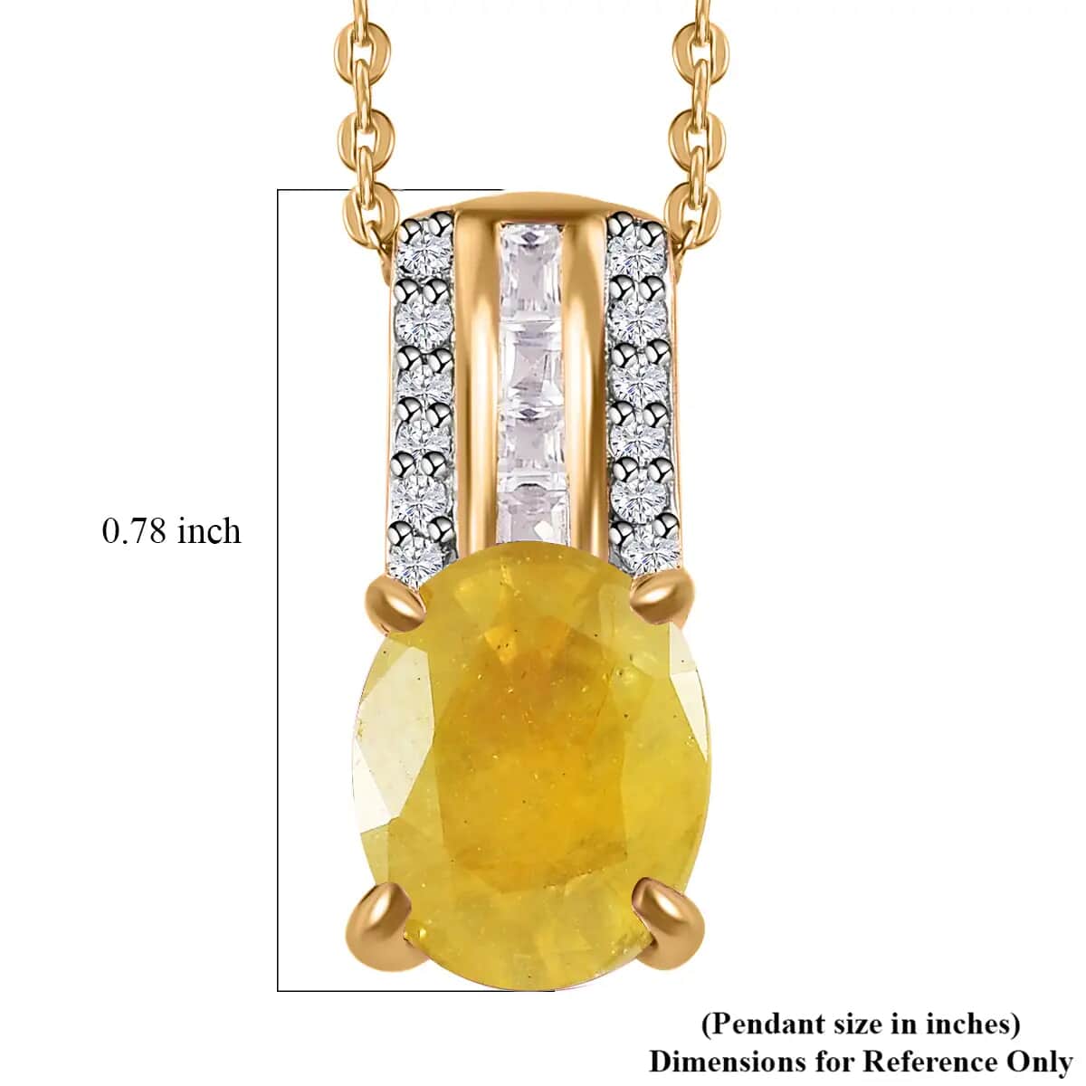 Yellow Sapphire (FF), White Topaz Pendant Necklace (20 Inches) in Vermeil YG Over Sterling Silver image number 6