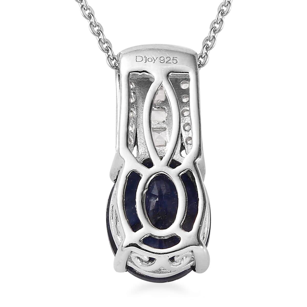 Masoala Sapphire Pendant Necklace, White Topaz Accent Pendant Necklace, 20 Inch Pendant Necklace, Platinum Over Sterling Silver Necklace 4.00 ctw image number 4