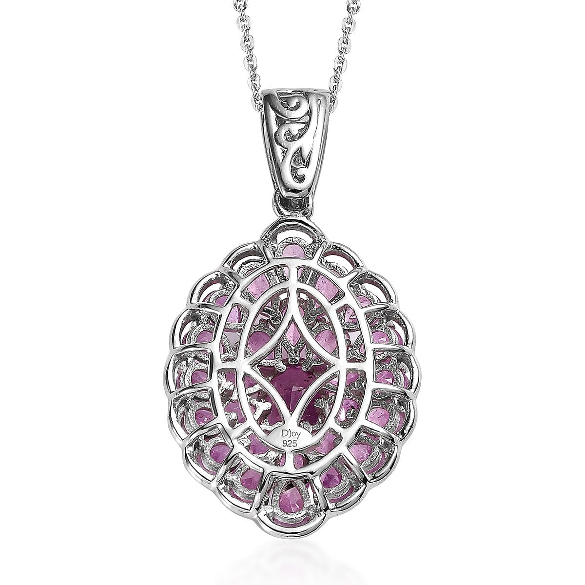 Ilakaka Hot Pink Sapphire (FF) Cocktail Pendant Necklace 20 Inches in Vermeil Yellow Gold and Platinum Over Sterling Silver 8.75 ctw